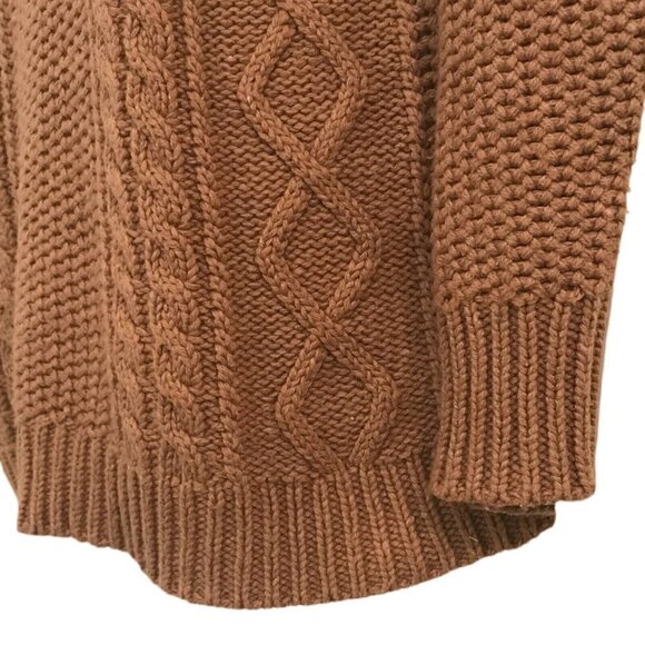 Anthropologie Coincidence Chance Chunky Cable Knit Sweater S Elbow Patch Brown - Picture 7 of 10